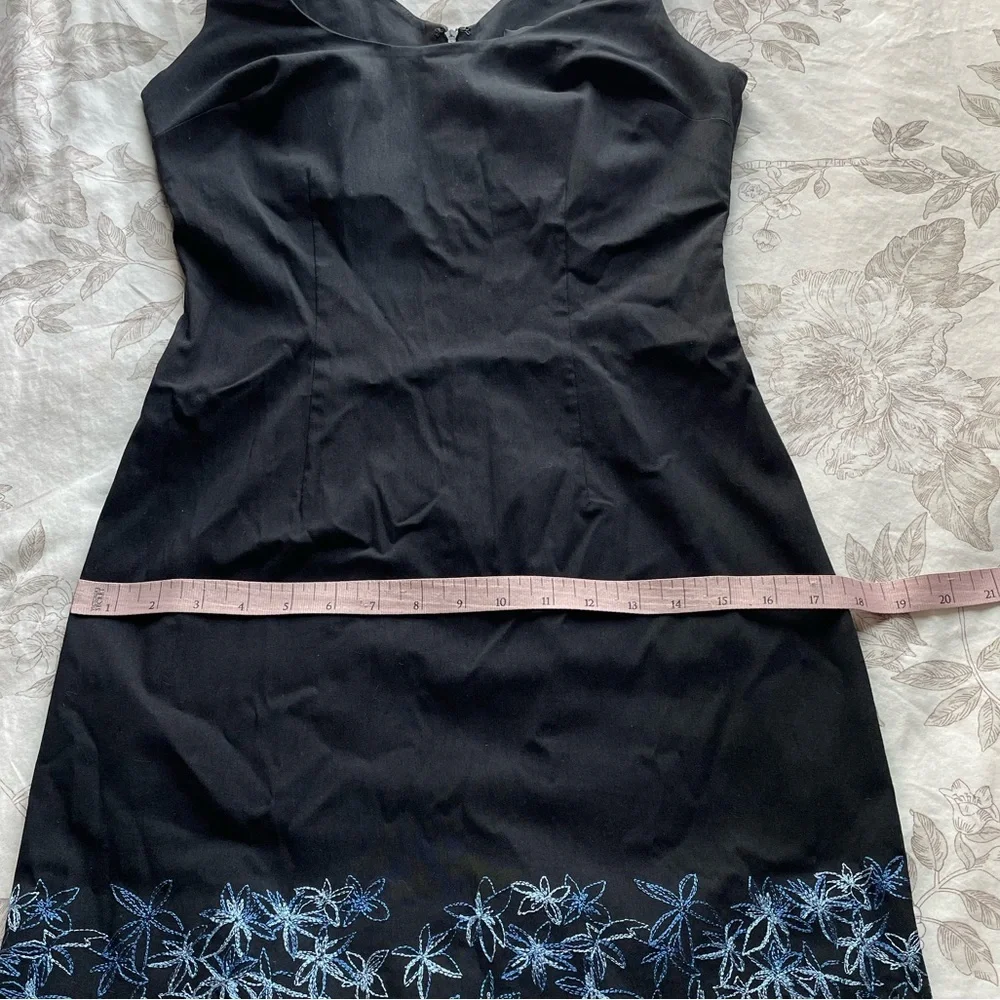 Express Y2K Blue Floral Embroidered Black Sheath Dress 2 Office Corpcore 90s‎